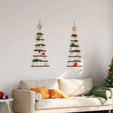 ?Hanging Christmas Trees with Top Stars 2 pcs 42x90 cm Natural Branch