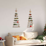 Hanging Christmas Trees with Top Stars 2 pcs 42x90 cm Natural