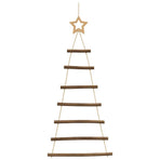 Hanging Christmas Trees with Top Stars 2 pcs 42x90 cm Natural