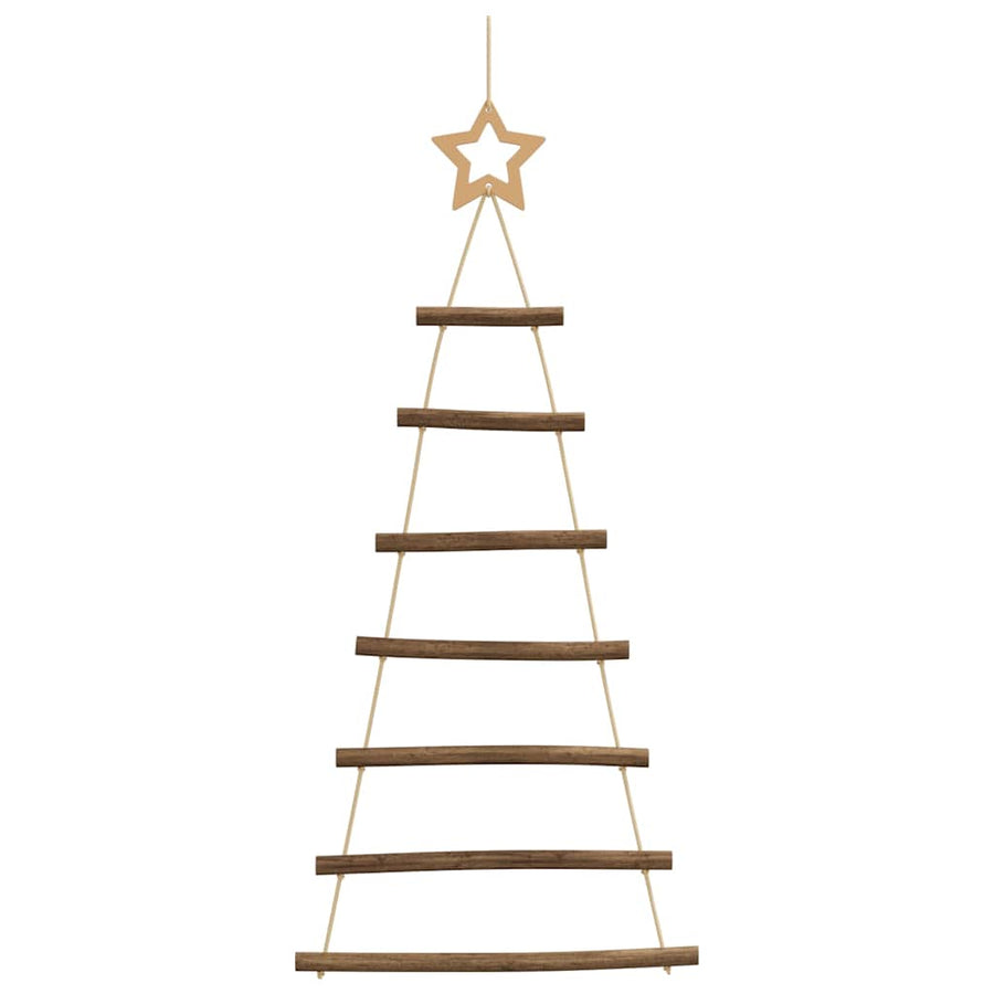 Hanging Christmas Trees with Top Stars 2 pcs 42x90 cm Natural