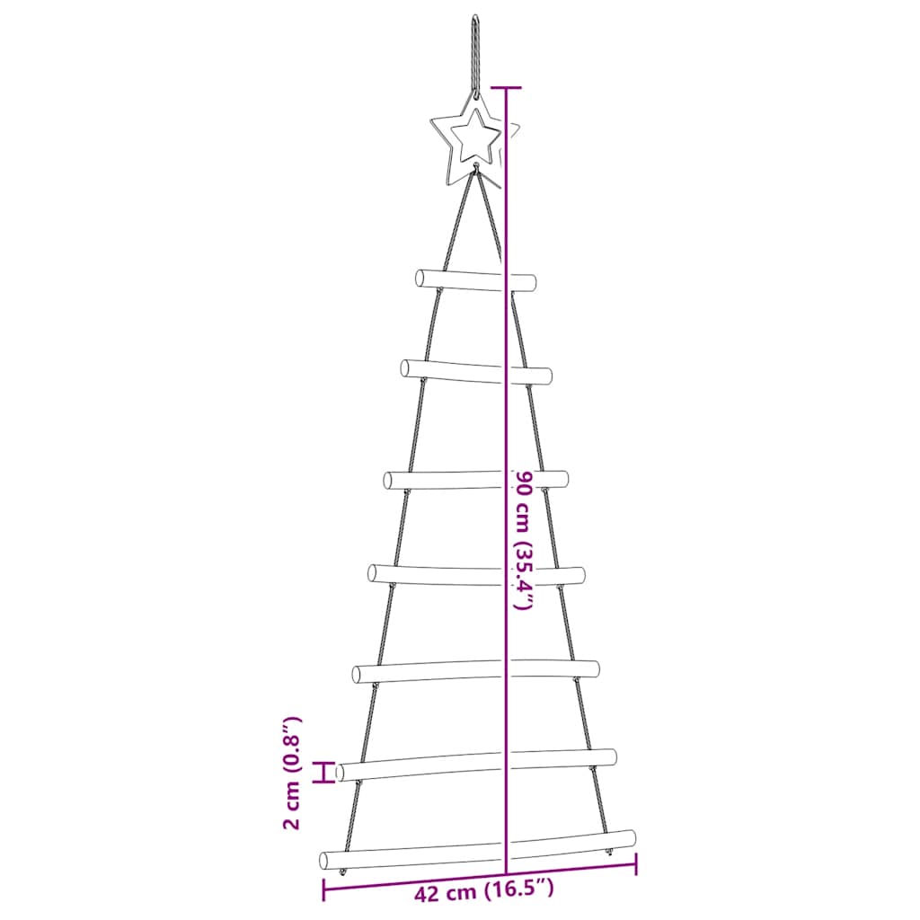 ?Hanging Christmas Trees with Top Stars 2 pcs 42x90 cm Natural Branch