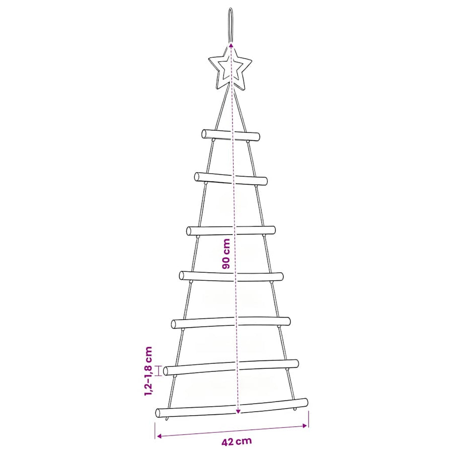 Hanging Christmas Trees with Top Stars 2 pcs 42x90 cm Natural