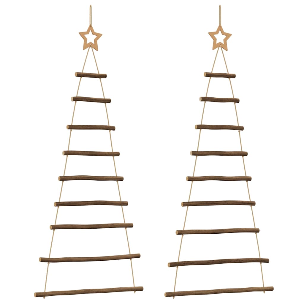 ?Hanging Christmas Trees with Top Stars 2 pcs 55x120 cm Natural Branch