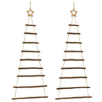 Hanging Christmas Trees with Top Stars 2 pcs 55x120 cm
