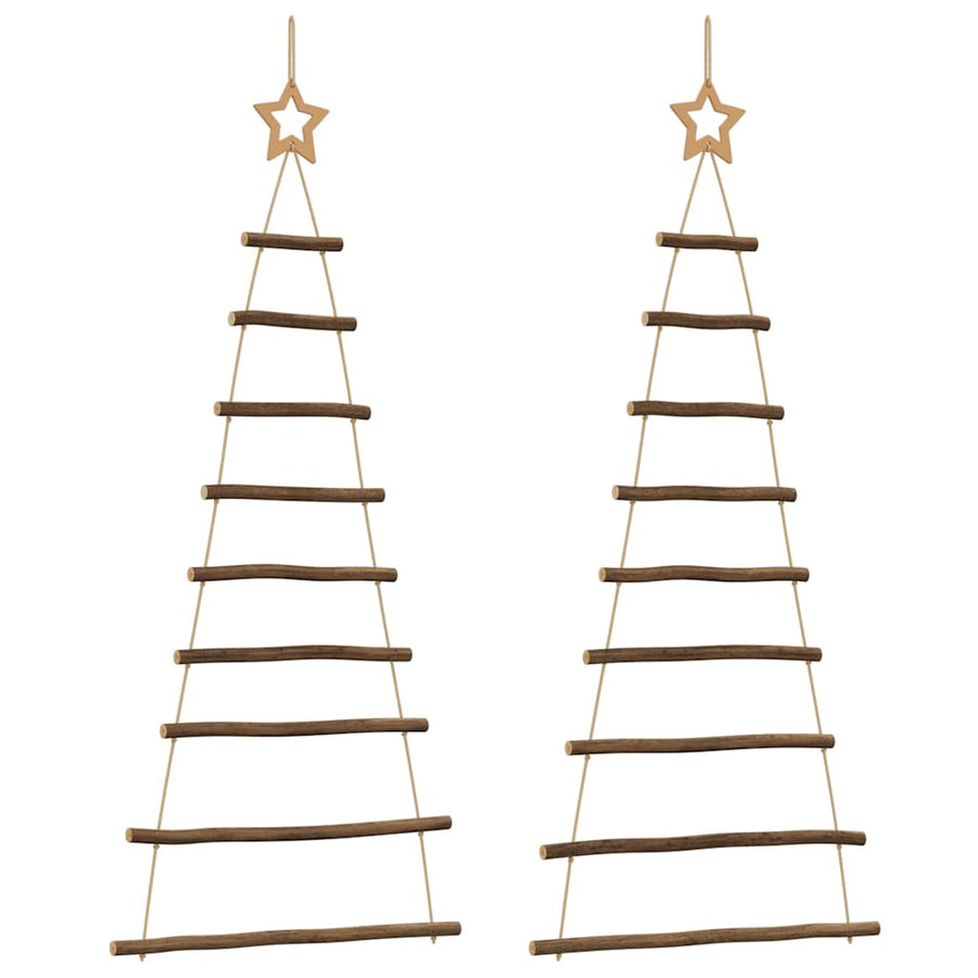 Hanging Christmas Trees with Top Stars 2 pcs 55x120 cm