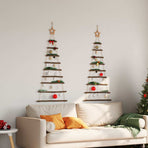 Hanging Christmas Trees with Top Stars 2 pcs 55x120 cm