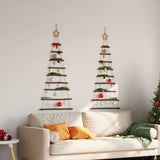 ?Hanging Christmas Trees with Top Stars 2 pcs 55x120 cm Natural Branch - Side View