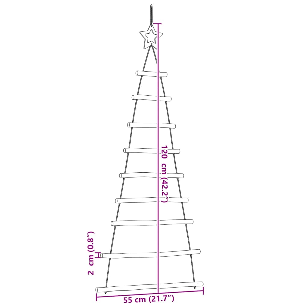 ?Hanging Christmas Trees with Top Stars 2 pcs 55x120 cm Natural Branch