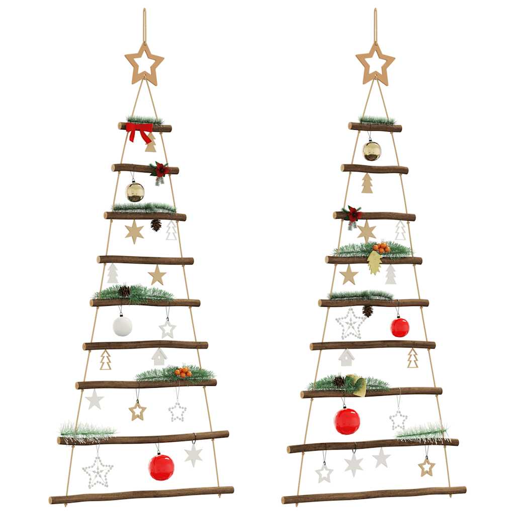 ?Hanging Christmas Trees with Top Stars 2 pcs 55x120 cm Natural Branch
