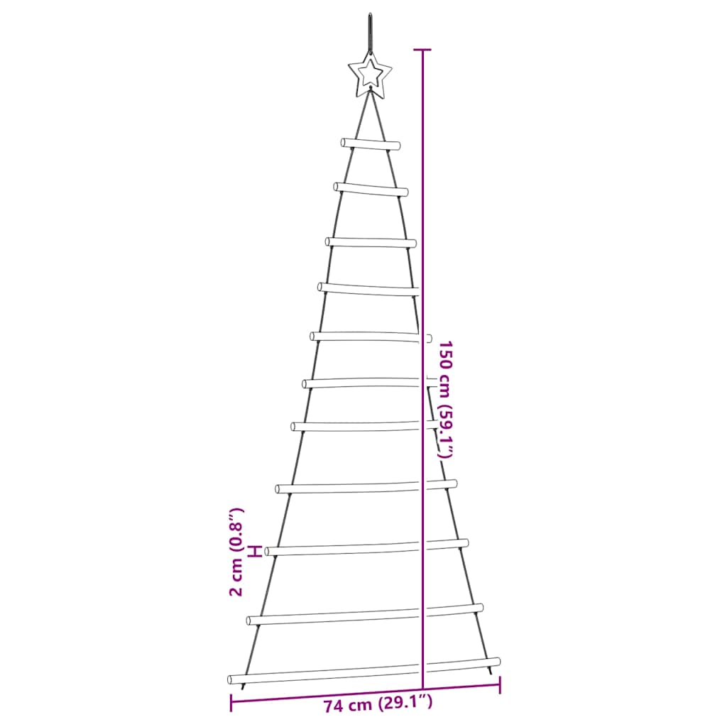 ?Hanging Christmas Tree with Top Star 74x150 cm Natural Branch
