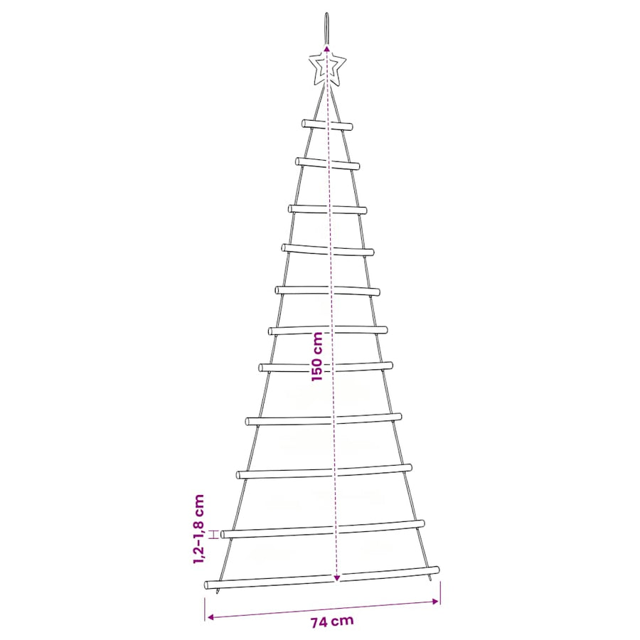 Hanging Christmas Tree with Top Star 74x150 cm Natural Branch