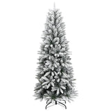 Artificial Christmas Tree 300 LEDs and Flocked Snow 210 cm - Side View