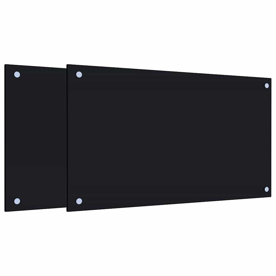 Kitchen Backsplashes 2 pcs Black 70x40 cm Tempered Glass