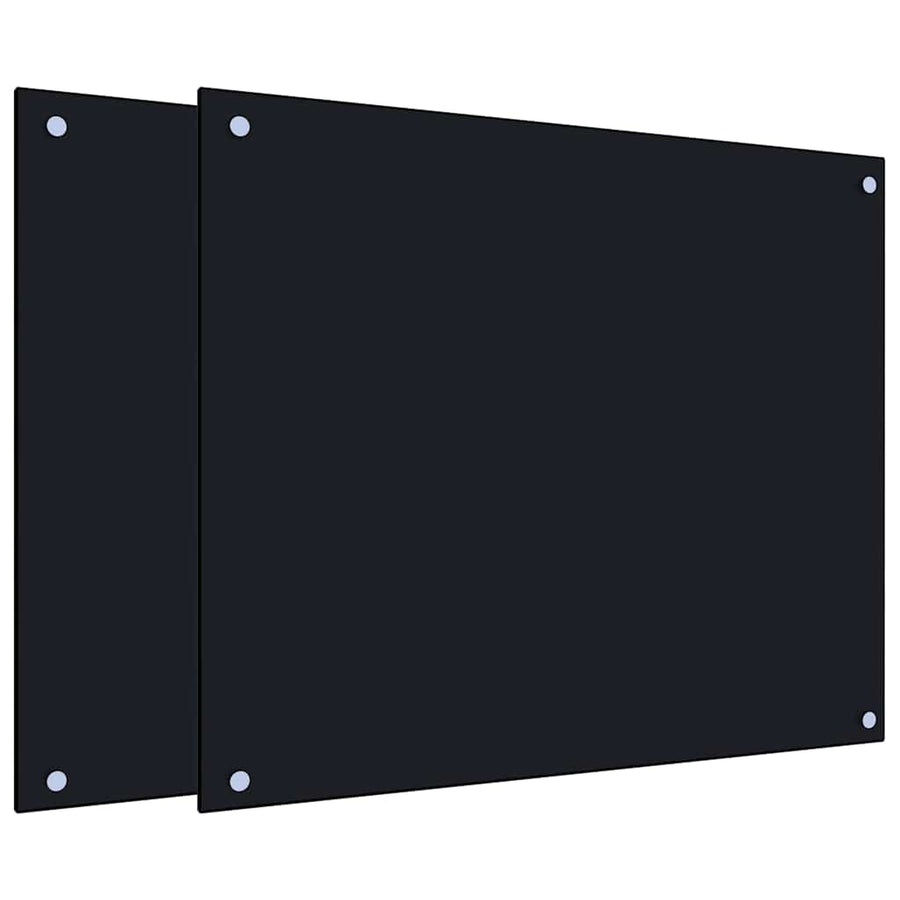 Kitchen Backsplashes 2 pcs Black 70x60 cm Tempered Glass