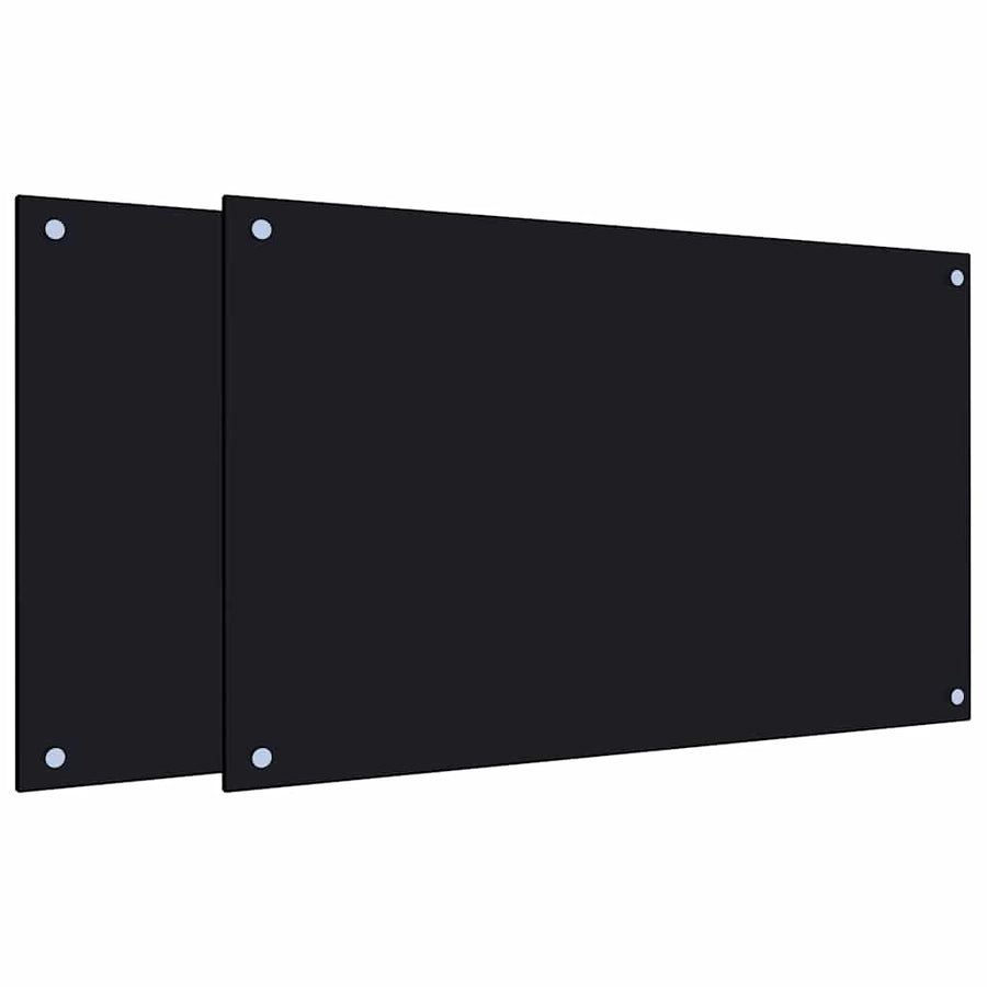 Kitchen Backsplashes 2 pcs Black 80x50 cm Tempered Glass