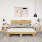 Bed Frame with Headboard without Mattress 135x190 cm Solid Wood Oak - Top-Down View