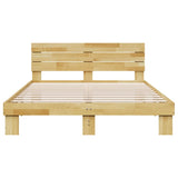 Bed Frame with Headboard without Mattress 135x190 cm Solid Wood Oak - Rear View