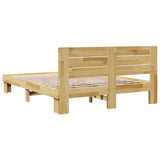 Bed Frame with Headboard without Mattress 135x190 cm Solid Wood Oak - Low Angle