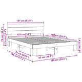 Bed Frame with Headboard without Mattress 135x190 cm Solid Wood Oak - Extra Image