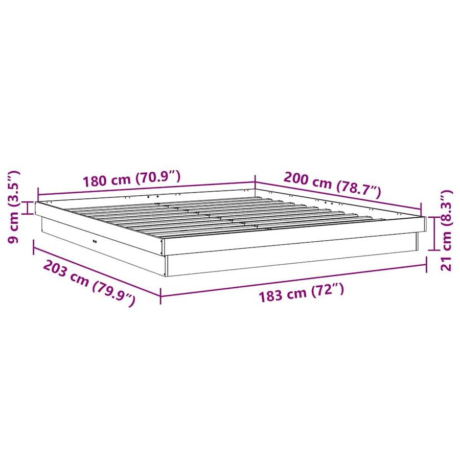 Bed Frame without Mattress 180x200 cm Solid Wood Oak