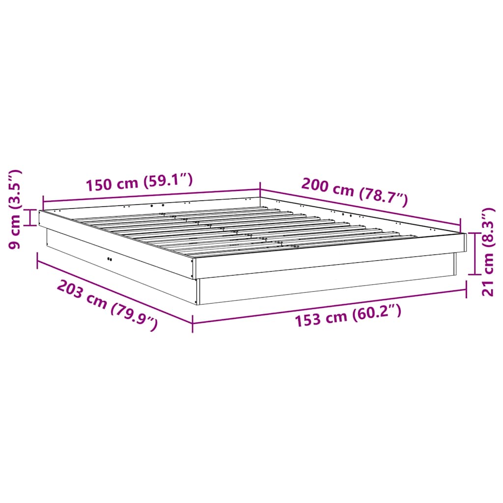 Bed Frame without Mattress 150x200 cm Solid Wood Oak