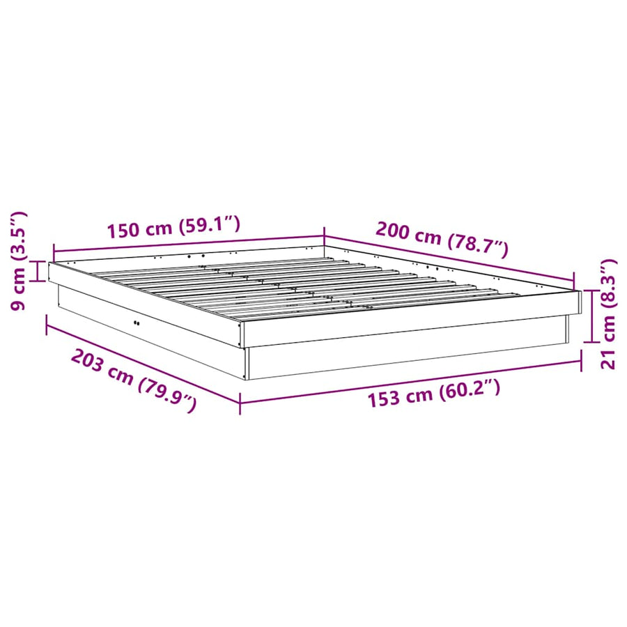 Bed Frame without Mattress 150x200 cm Solid Wood Oak