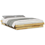 Bed Frame without Mattress 135x190 cm Solid Wood Oak - Front View