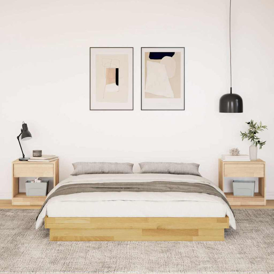 Bed Frame without Mattress 135x190 cm Solid Wood Oak