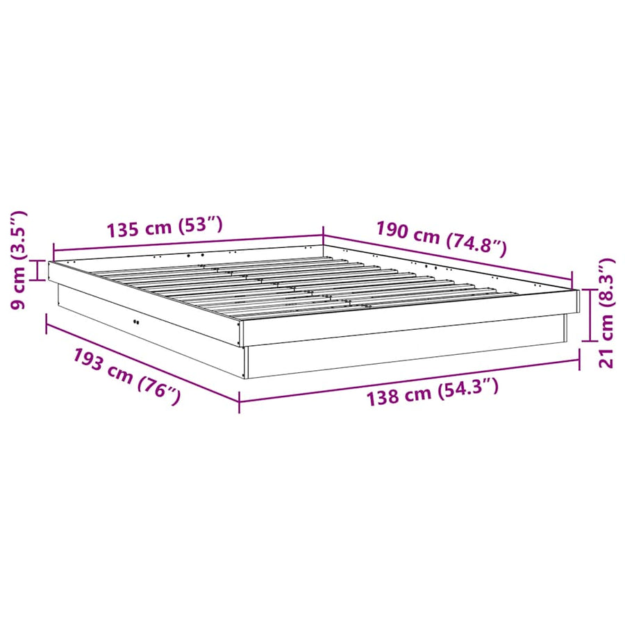 Bed Frame without Mattress 135x190 cm Solid Wood Oak