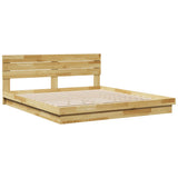 Bed Frame with Headboard without Mattress 180x200 cm Solid Wood Oak - Side View