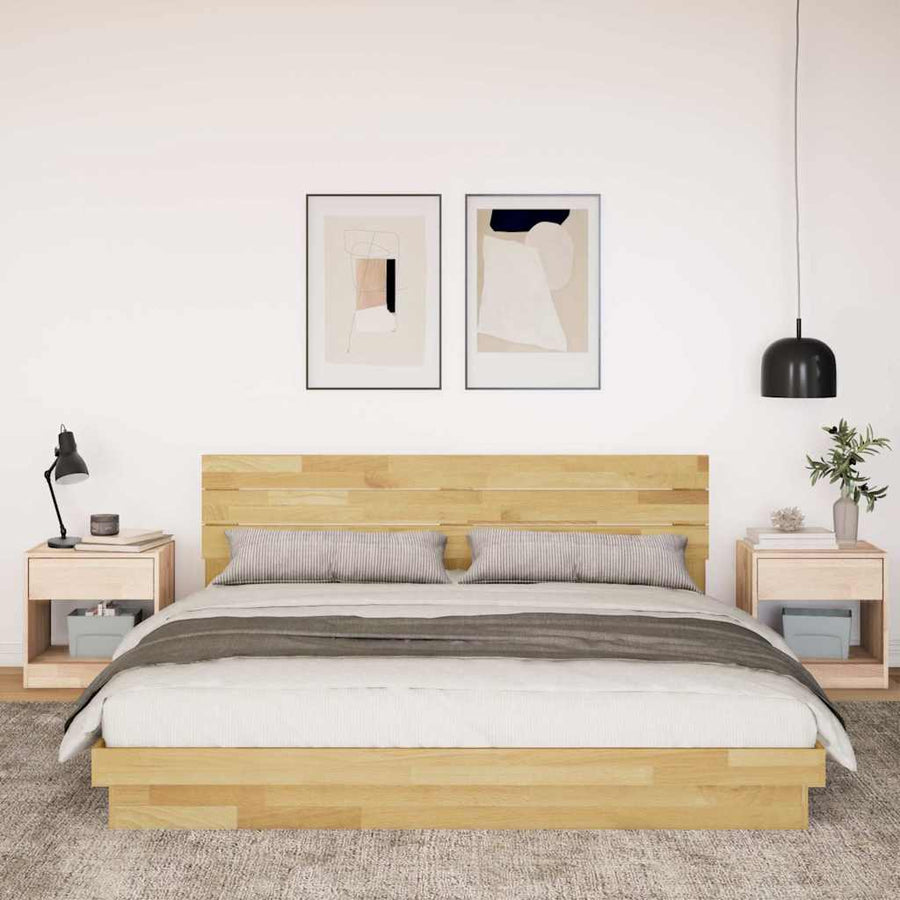 Bed Frame with Headboard without Mattress 180x200 cm Solid Wood Oak