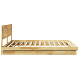 Bed Frame with Headboard without Mattress 180x200 cm Solid Wood Oak - Close-Up Angle