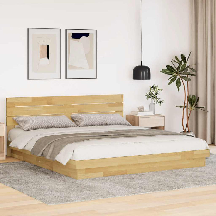 Bed Frame with Headboard without Mattress 180x200 cm Solid Wood Oak