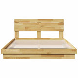 Bed Frame with Headboard without Mattress 150x200 cm Solid Wood Oak - Rear View