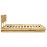 Bed Frame with Headboard without Mattress 150x200 cm Solid Wood Oak - Close-Up Angle