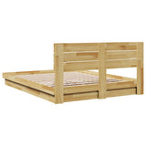 Bed Frame with Headboard without Mattress 135x190 cm Solid Wood Oak - Low Angle