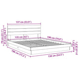 Bed Frame with Headboard without Mattress 135x190 cm Solid Wood Oak