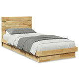 Bed Frame with Headboard without Mattress 90x190 cm Solid Wood Oak - Front View