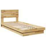 Bed Frame with Headboard without Mattress 90x190 cm Solid Wood Oak - Side View