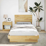 Bed Frame with Headboard without Mattress 90x190 cm Solid Wood Oak - Top-Down View