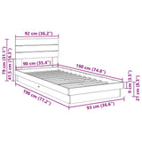 Bed Frame with Headboard without Mattress 90x190 cm Solid Wood Oak