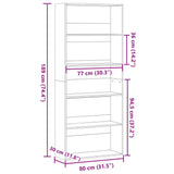 Book Cabinet Black 80x30x189 cm Engineered Wood - Extra Image