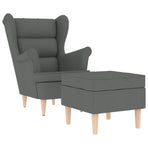 Armchair with Footstool Dark Grey Fabric