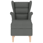 Armchair with Footstool Dark Grey Fabric