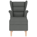 Armchair with Footstool Dark Grey Fabric - Top-Down View
