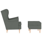 Armchair with Footstool Dark Grey Fabric