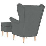 Armchair with Footstool Dark Grey Fabric