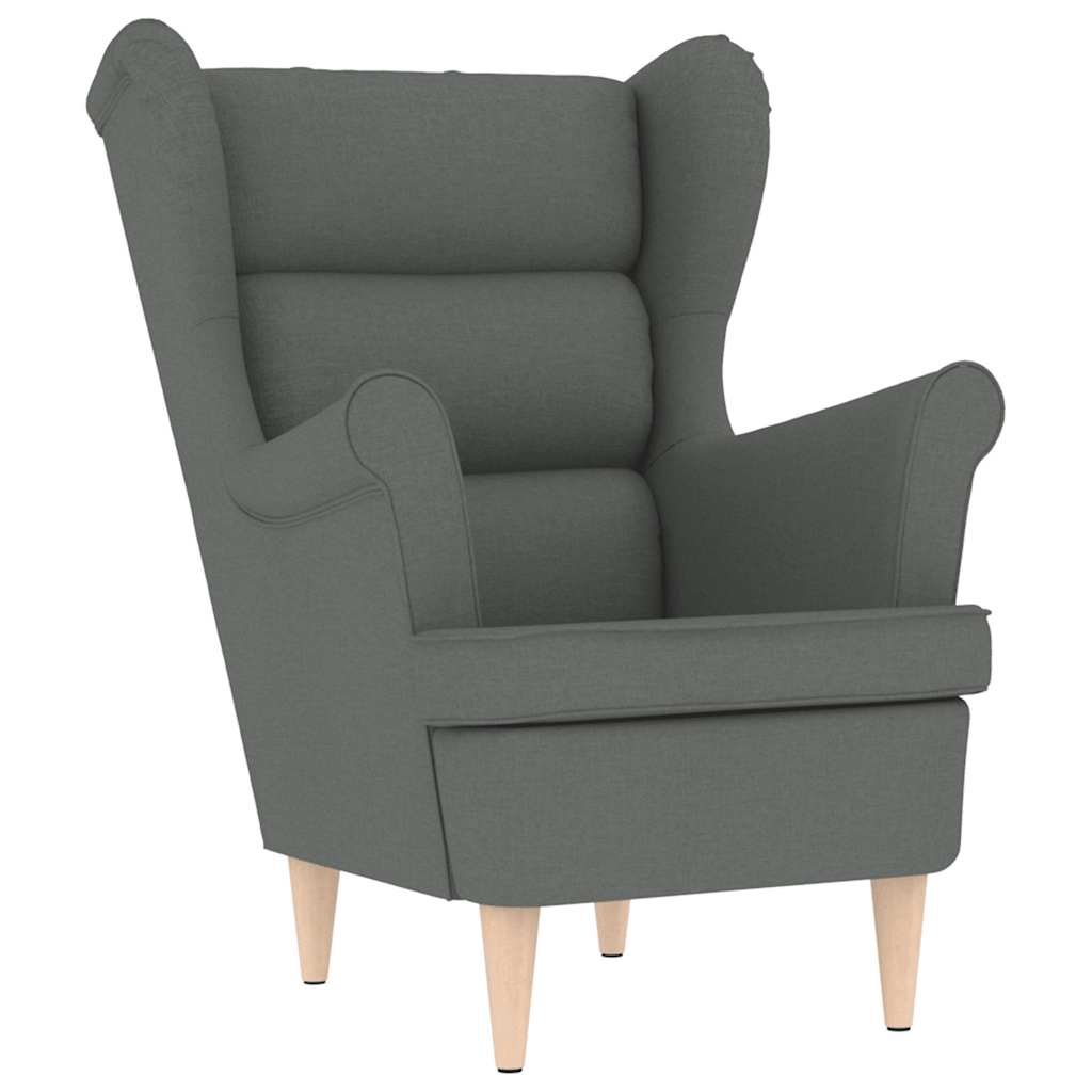 Armchair with Footstool Dark Grey Fabric