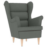 Armchair with Footstool Dark Grey Fabric