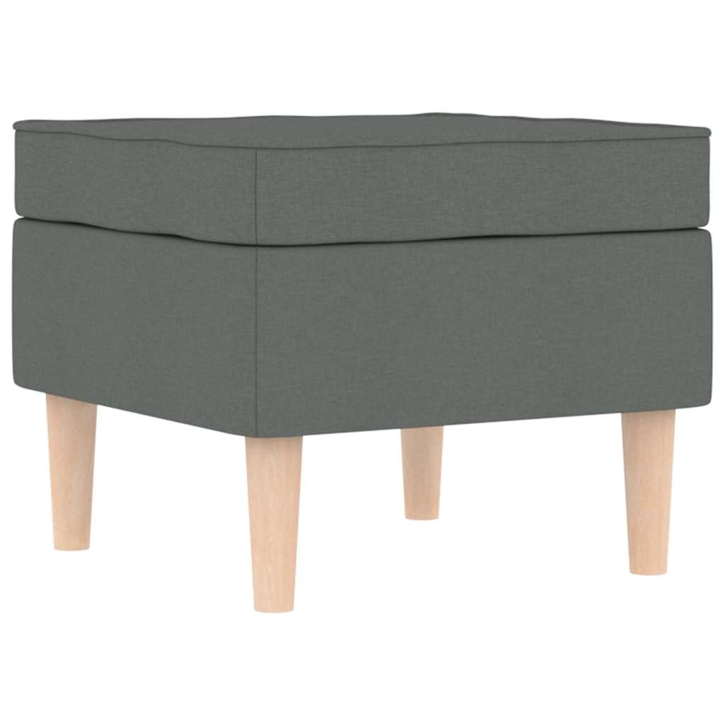 Armchair with Footstool Dark Grey Fabric